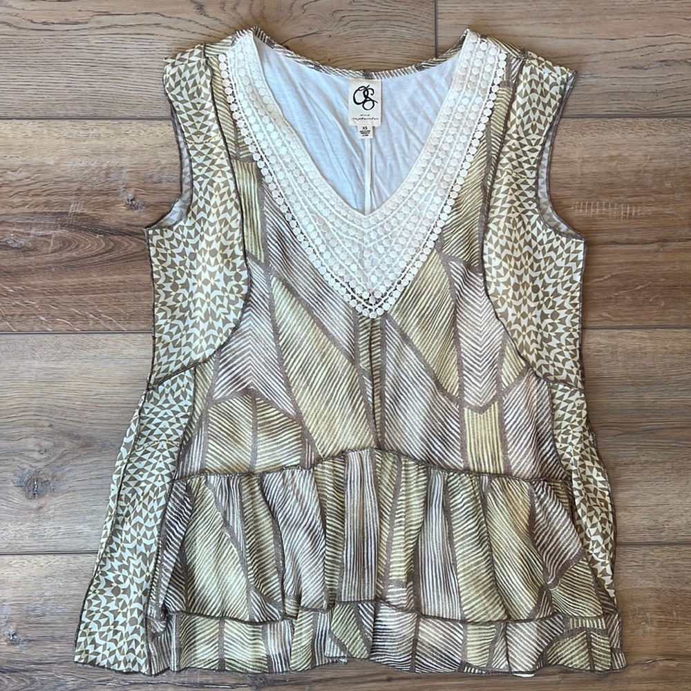 Anthropologie One September Vneck Lace Tank Top
